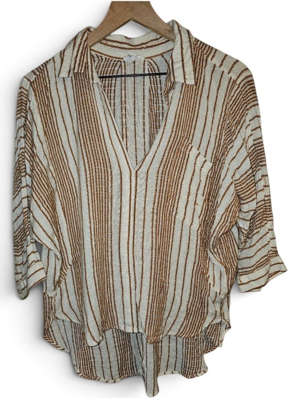 DRA LOS ANGELES Striped Textured Tunic Top - Small